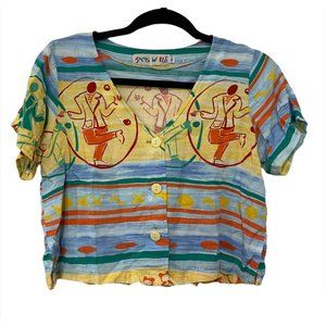 Jams World 90s Dance Mom Button Crop Top